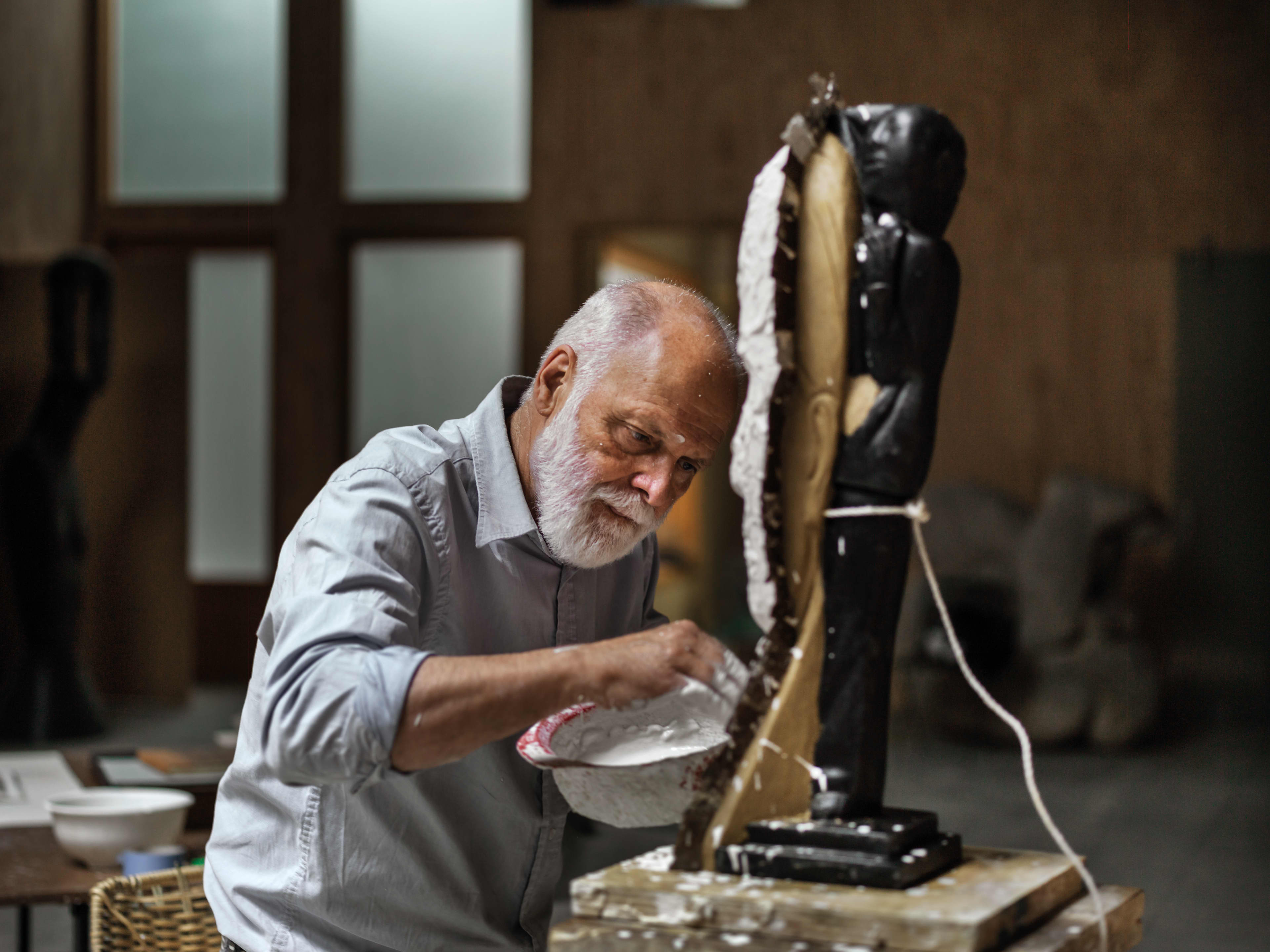 Terry Stringer working in his studio.