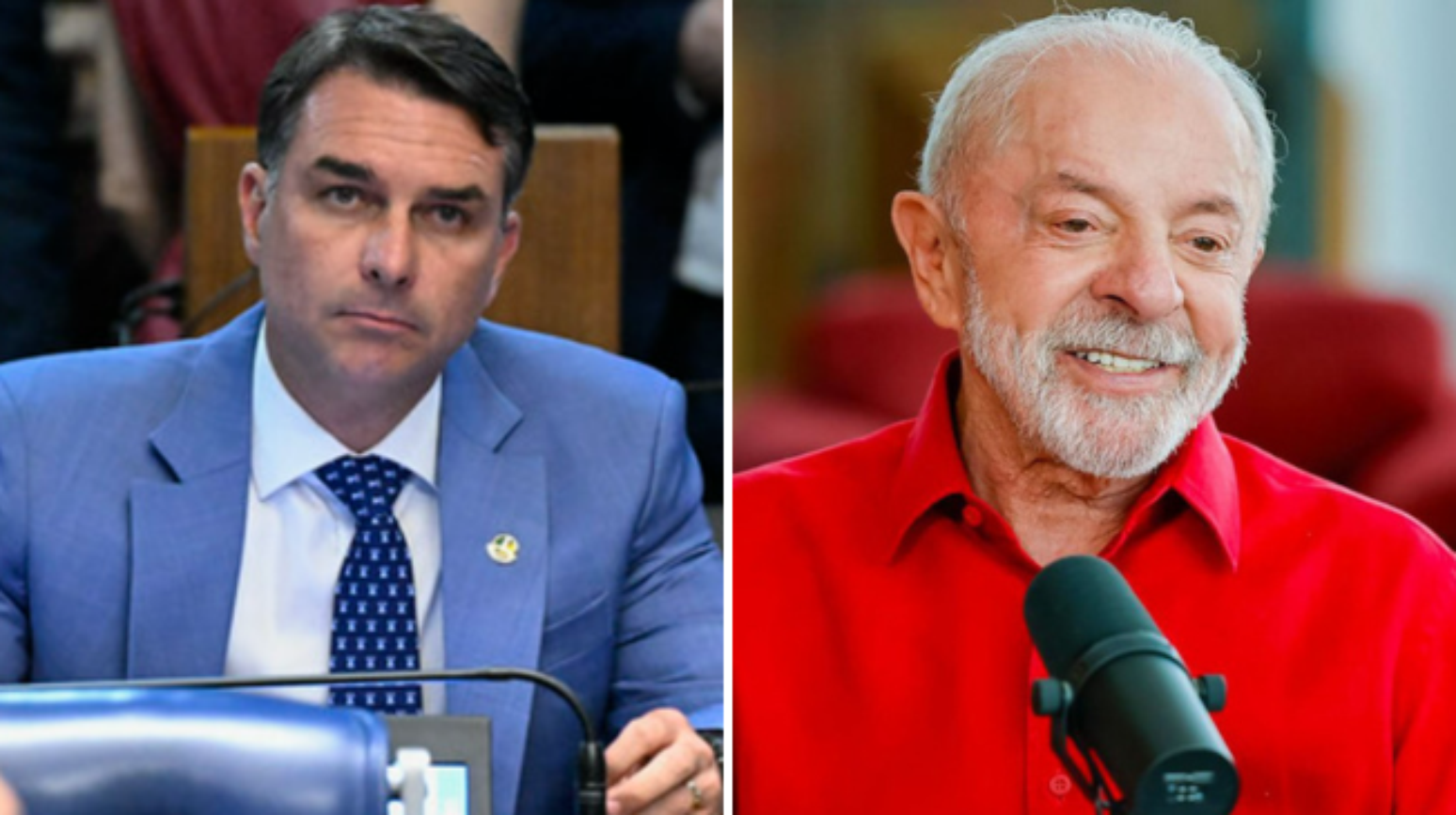 Os candidatos Luiz In&aacute;cio Lula da Silva (PT) e Fl&aacute;vio Bolsonaro (PL)