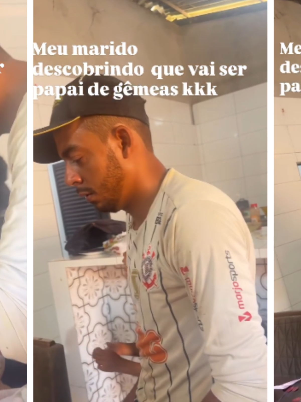 ‘É mesmo?’: reação de homem ao descobrir que vai ser pai de gêmeas viraliza; assista