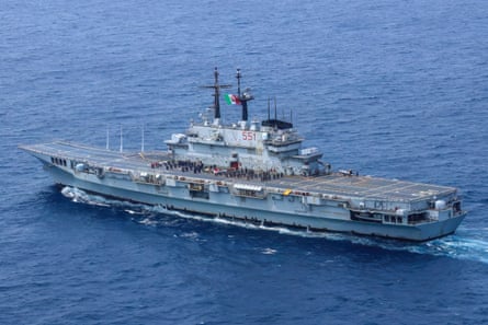 Sailors on deck of aircraft carrier