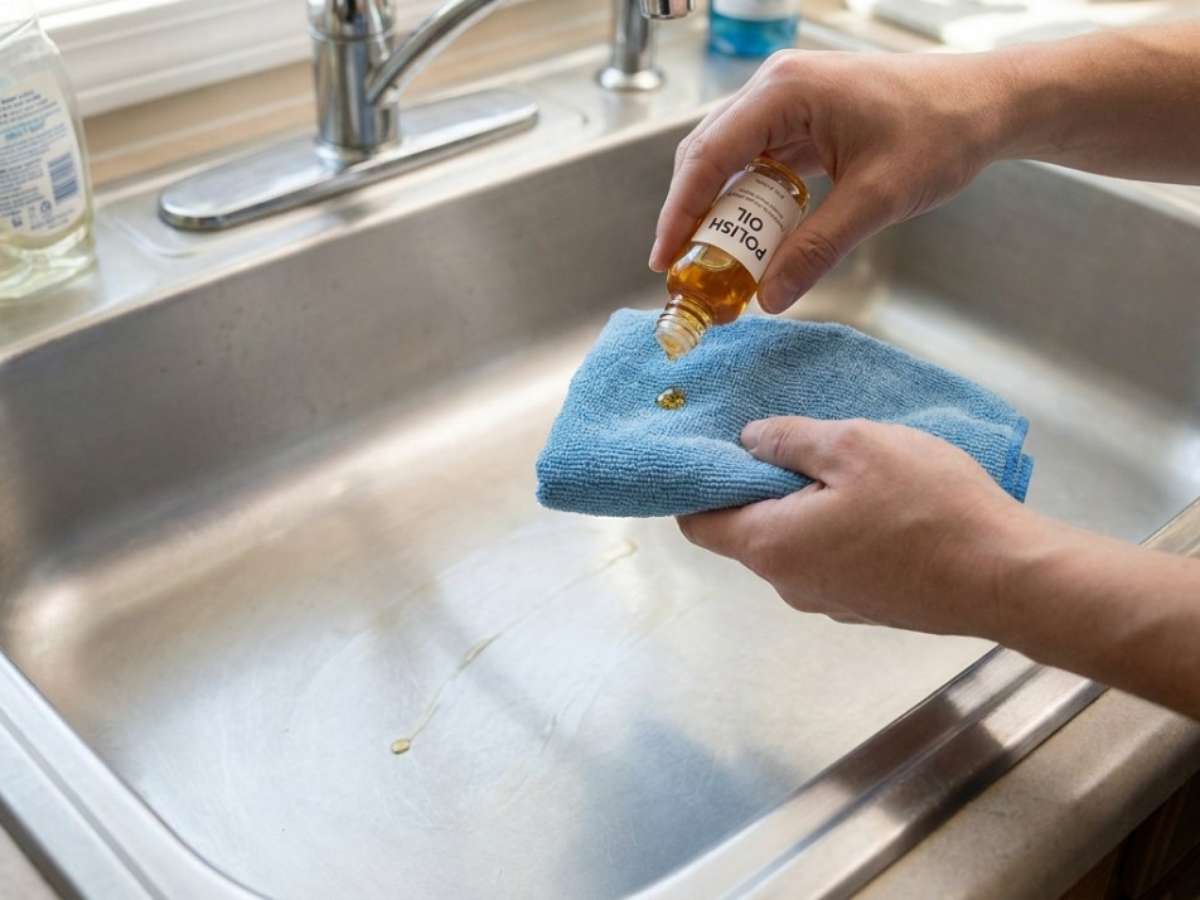 Truque caseiro de 1 minuto para deixar o inox da pia brilhando