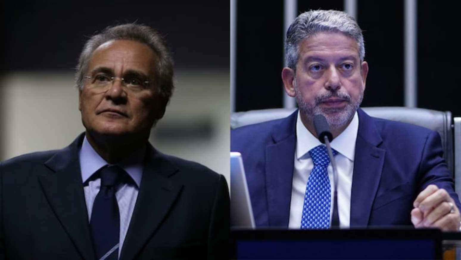 Renan Calheiros (esquerda) e Arthur Lira (direita).