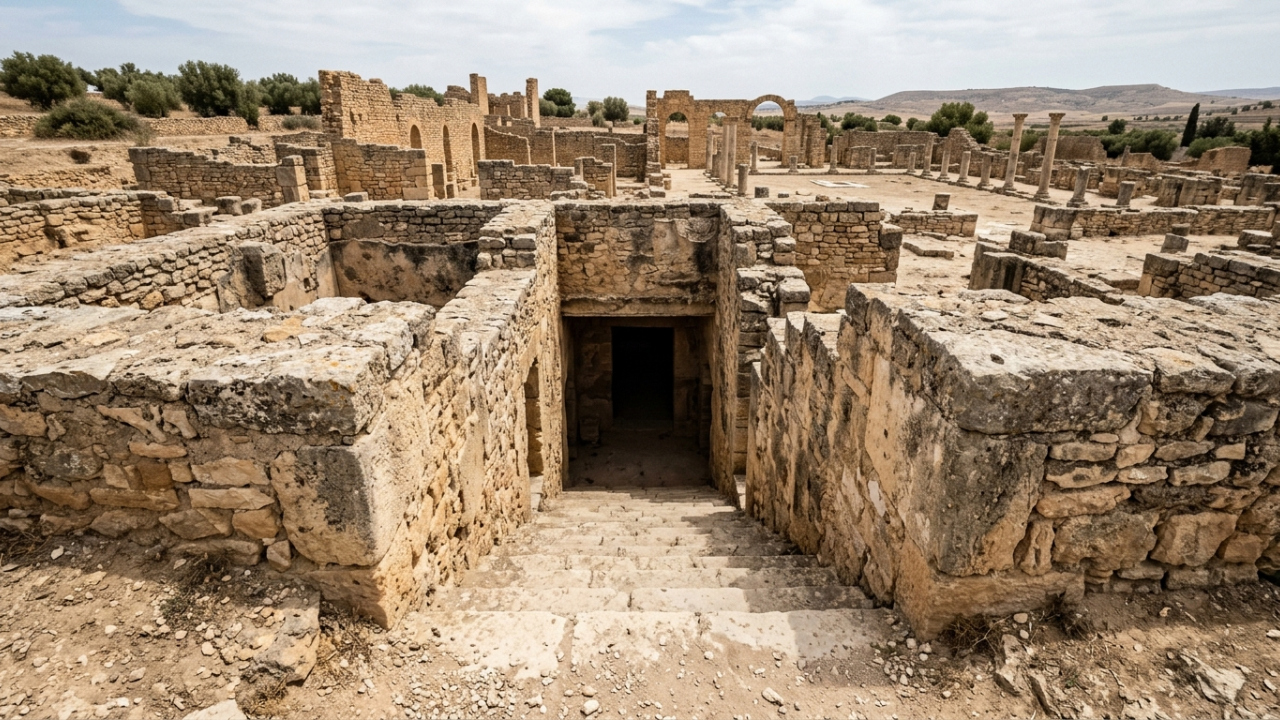 A elite de uma cidade romana no norte da África morava em um andar inteiro cavado embaixo da terra, com pátio, quartos e mosaicos