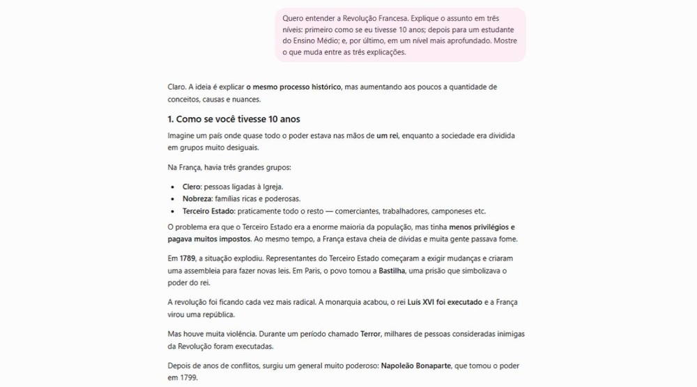 IA pode explicar conteúdo de forma gradual — Foto: Reprodução/Júia Silveira