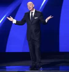 Gianni Infantino, presidente da FIFA, durante sorteio dos grupos para a Copa do Mundo de 2026, em dezembro de 2025 - Foto: Andrew Harnik/Getty Images / Esporte News Mundo