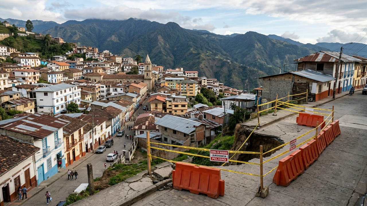 Um buraco se abriu no centro histórico de uma cidade e deixou quatro casas destruídas em uma noite de dezembro