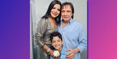 Mara Maravilha e Miguel com Roberto Carlos: o menino é fã do cantor Foto: Reprodução/@maramaravilhaoficial