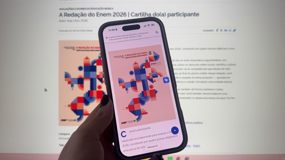 Cartilha de Redação do Enem 2026 pode ser usada como fonte para estudar com ferramentas de IA — Foto: TechTudo/Késya Holanda