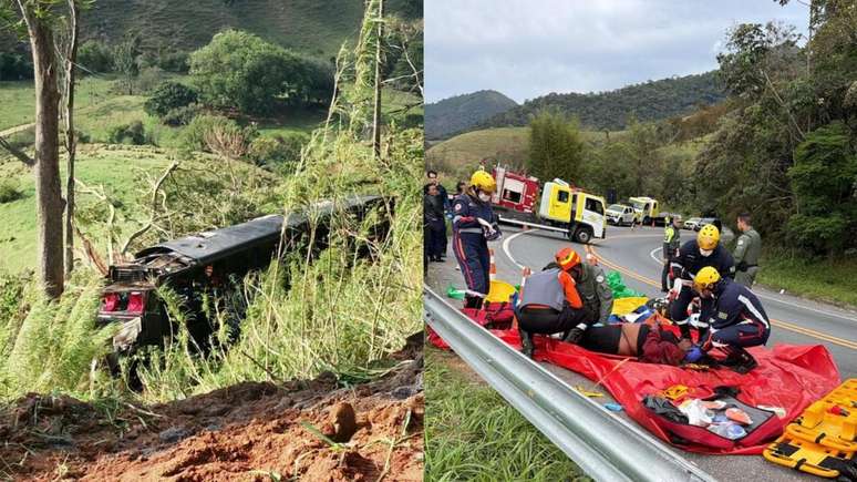 Acidente entre ônibus e carro deixa cinco mortos e cerca de 40 feridos no interior de SP