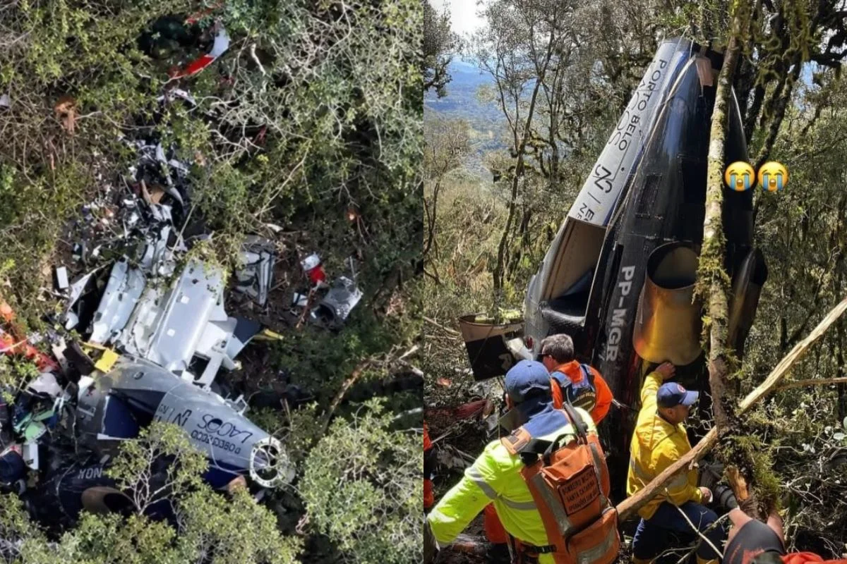 Corpos de Rick e outras 4 vítimas de queda de helicóptero são retirados