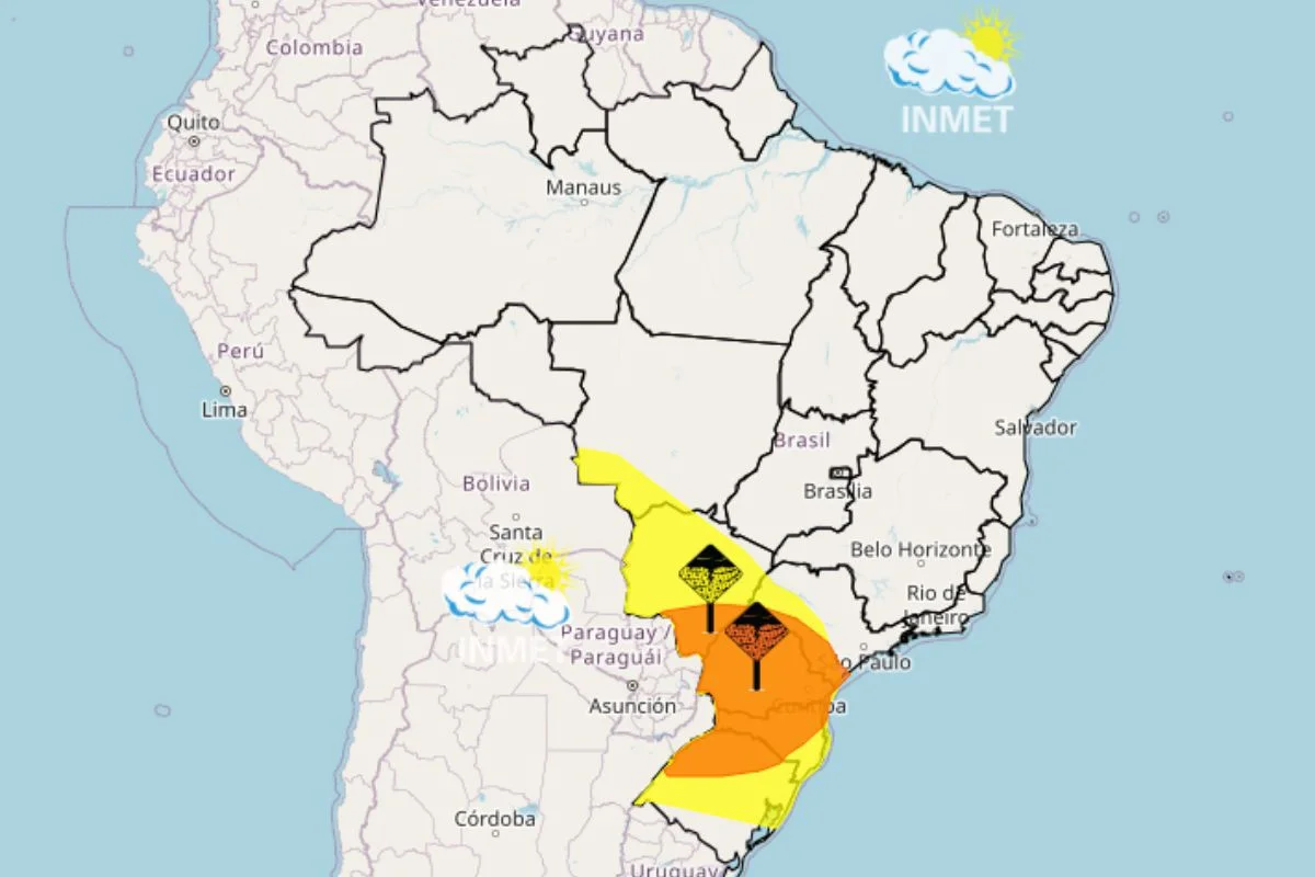 Alertas Inmet no mapa do Brasil - Metrópoles