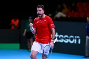 Wawrinka comemora ponto sobre Gustavo Heide na Copa Davis
