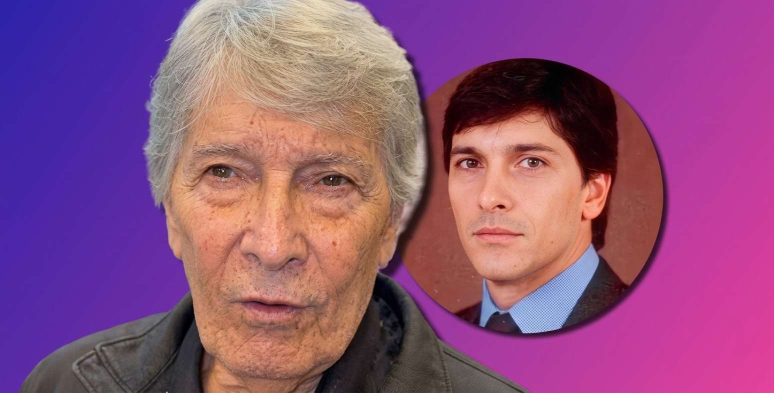 Juan Ferrara atualmente, aos 82 anos, e na d&eacute;cada de 1980, no auge de sua fama de gal&atilde;