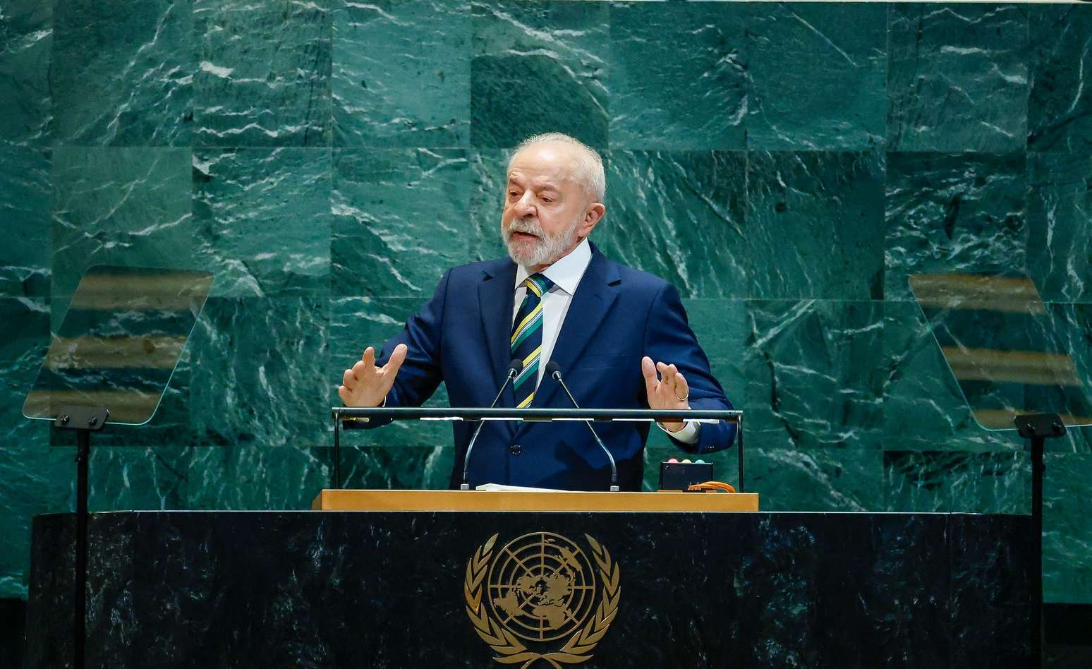Lula durante o discurso na Assembleia Geral da ONU em 2025