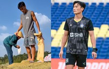 O goleiro Bùi Tiến Dũng voltou à terra natal para secar o arroz para a mãe