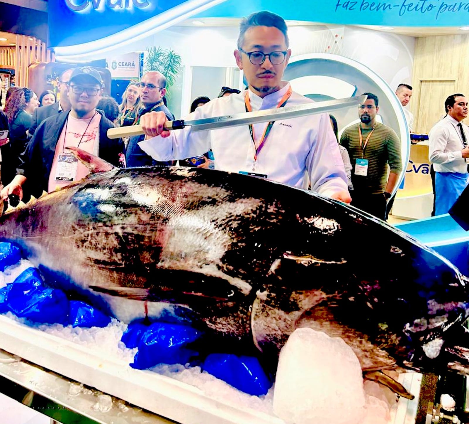 Feira de pescados reúne demonstrações de processamento e preparo de peixes Foto cedida: ABRASEL SP