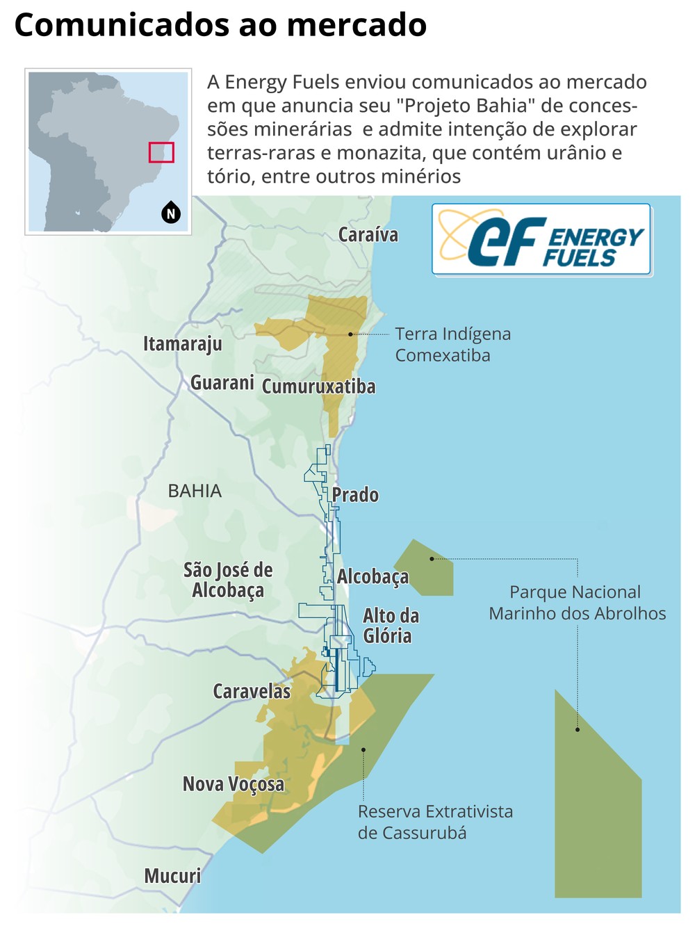 Multinacional mira terras-raras e urânio no santuário ecológico do sul da Bahia. — Foto: O Globo