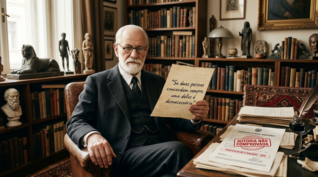 Frase do dia de Sigmund Freud: “Se duas pessoas concordam sempre em tudo, posso garantir que uma delas pensa pelas duas” — o alerta do pai da psicanálise sobre casais, amizades e equipes sem conflito