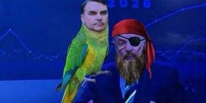 Meme mostra Flávio Bolsonaro (PL) como 'papagaio de pirata' de Lula Foto: Reprodução/Redes Sociais